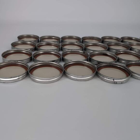 Twenty Two (22) Wide Mouth Mason Jar Metal 2 pc Lids Caps Covers Closures - FAIR - Picture 5 of 10